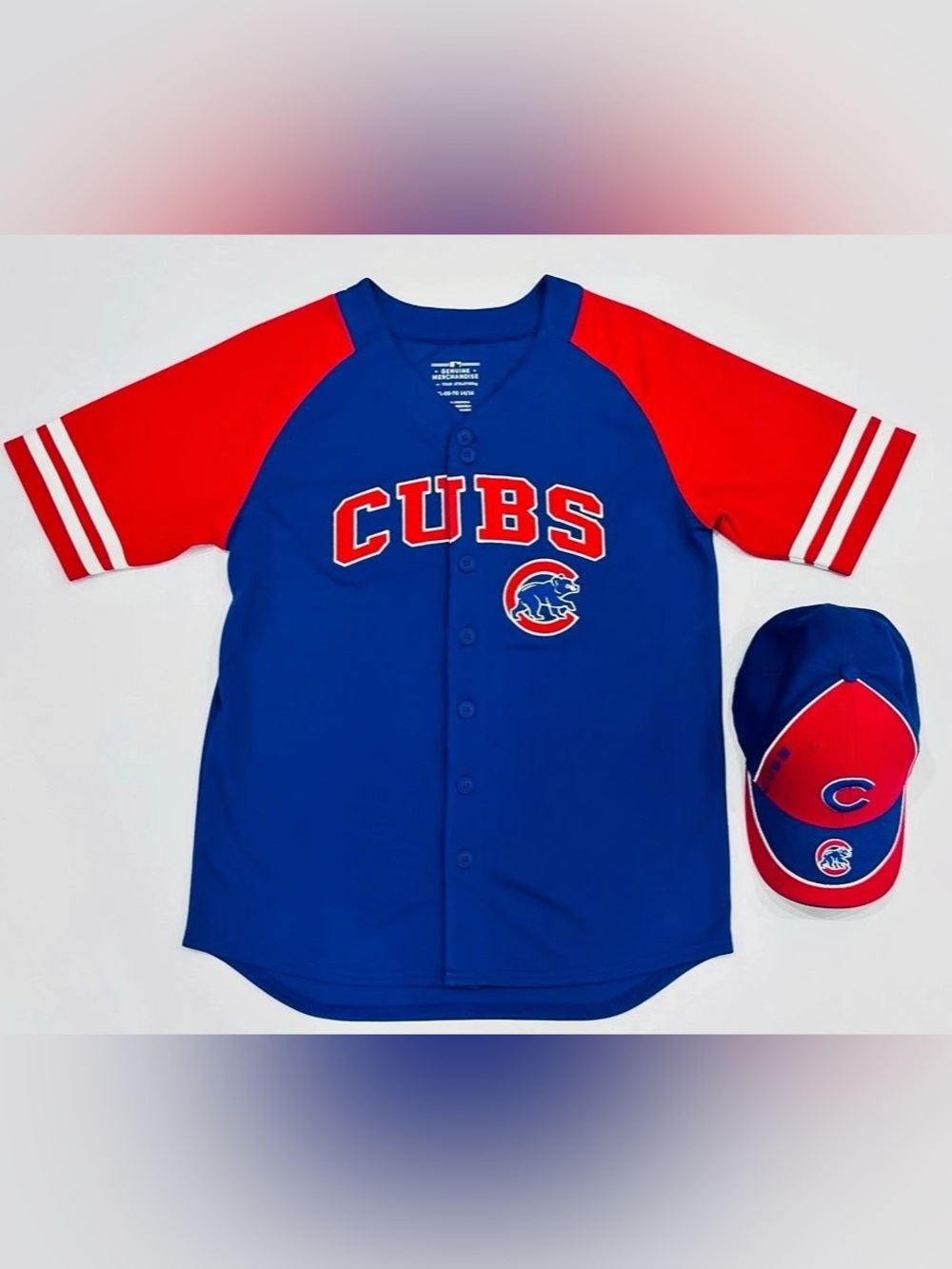 MLB Chicago Cubs Boys XL Jersey size 14-16 together with Cubs one size Cap NWT!
